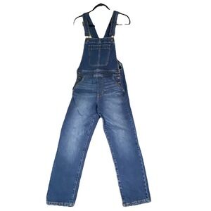J Crew Women's Small Medium Wash Blue Overalls Straight Leg Whiskered